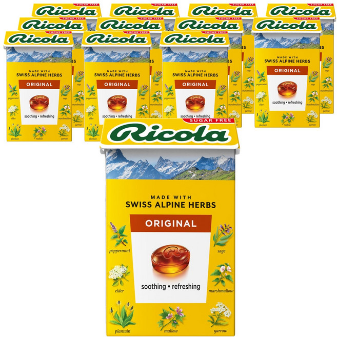리콜라 스위스 오리지널 허브 캔디, 40g, 12개