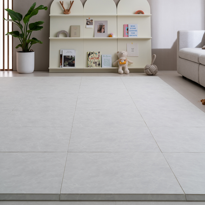 따사룸 유아용 TPU 전문가 시공매트 50 x 50 x 2.0 cm 방문설치(거실 확장형), 화이트마블, 96개, 21~25평형 거실+복도