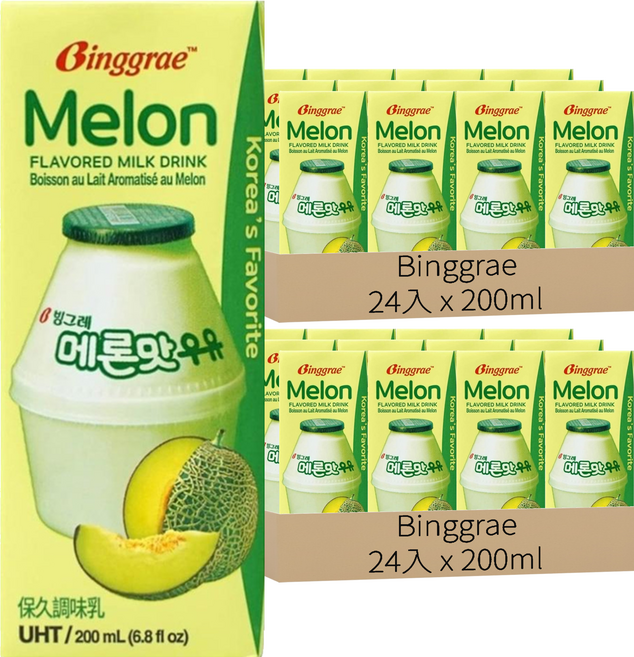 Binggrae 保久調味乳 哈密瓜風味, 200ml, 48入