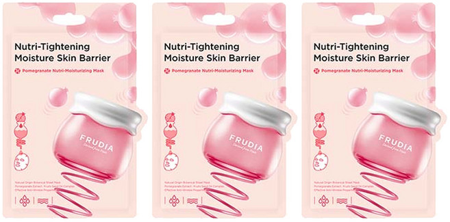 FRUDIA 石榴保濕彈潤面膜 含石榴萃取物、腺苷、水果籽油、維生素E, 1片, 3包