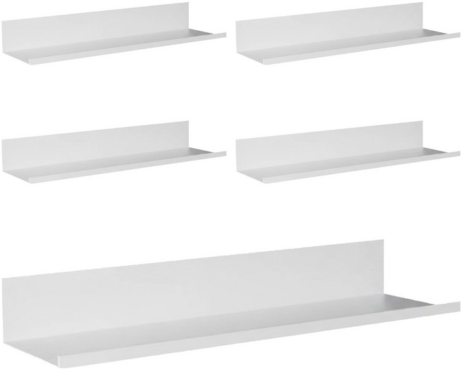 太空鋁牆上床頭置物架 30cm, 白色, 5個