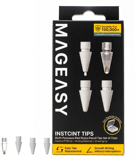 MAGEASY Instinct 多用途iPad觸控筆尖 支援Apple Pencil, 灰白色, 4個