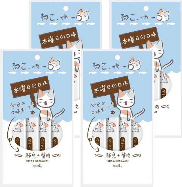 Neko 吶一口 全齡貓 貓肉泥, 鮪魚 + 蟹肉, 60g, 4袋