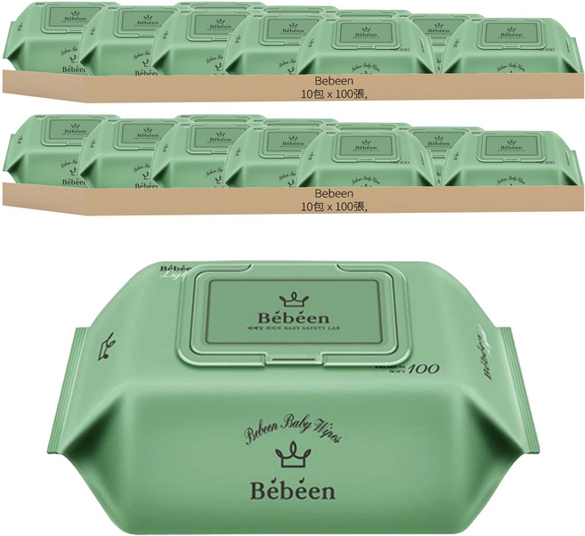 Bebeen Light Baby 掀蓋式嬰兒濕巾, 100張, 20包