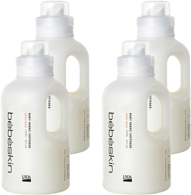 베베스킨 고농축 섬유유연제 러블리피치향, 1.07L, 4개