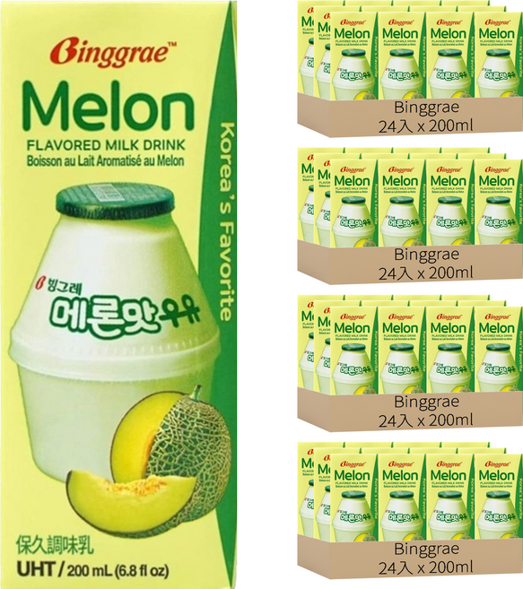 Binggrae 保久調味乳 哈密瓜風味, 200ml, 96入