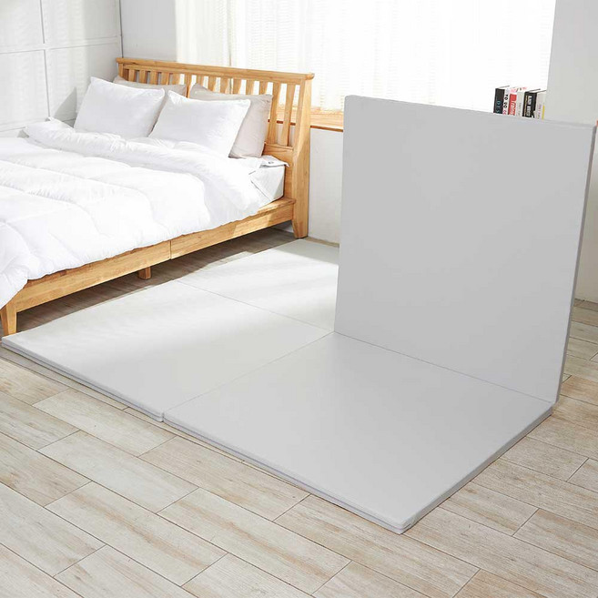 바니하우스 이지클린 2단 폴더매트 + 미끌림 방지패드 4p, 라이트그레이+크림