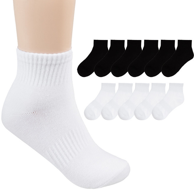 베이스알파에센셜 소프트 폴리 학생 커버 무지 중목 양말 12켤레 세트