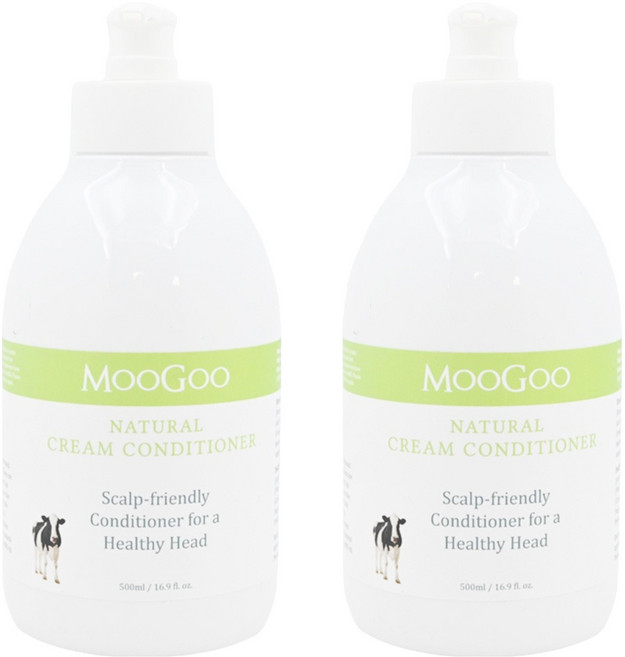 MOOGOO 天然初乳潤髮乳 牛奶蛋白滋潤髮絲 植物萃取油脂修復毛躁 純淨無添加 敏感肌適用, 500ml, 2瓶