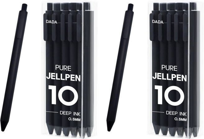 다다 퓨어 젤펜 0.5mm 10p, 블랙, 2개