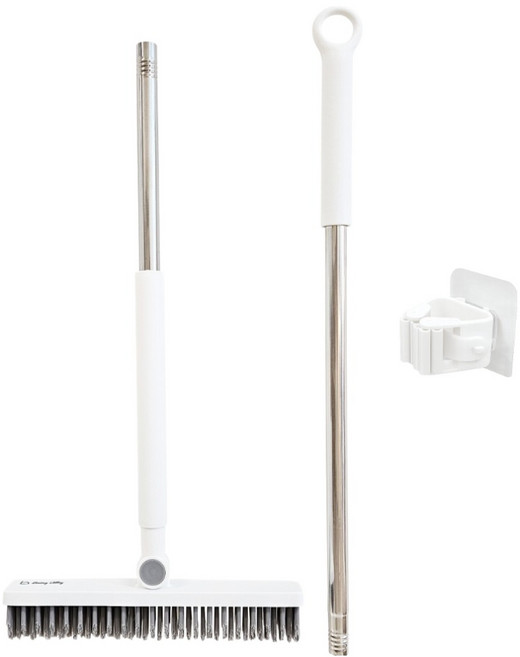 리빙앨리 화장실 모서리 틈새 욕실 베란다 v자 청소솔 바닥 밀대 청소브러시 3in1 스퀴지, 화이트, 1개