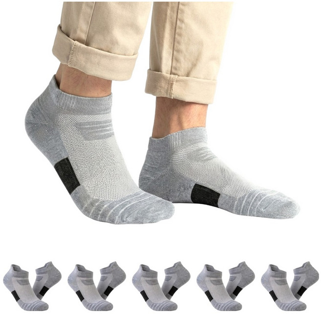 온앤모아 남성용 발목 양말 단목 5켤레, 그레이, 1세트