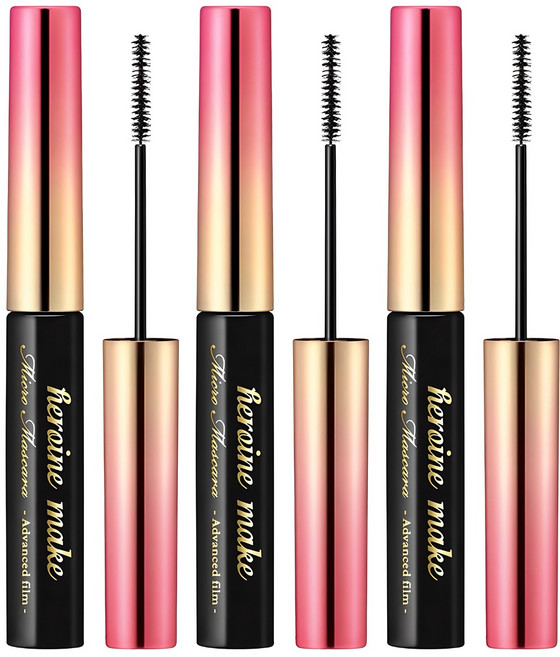 키스미 히로인메이크 마이크로 마스카라 어드밴스드 필름 N 4.5g, 01 딥블랙, 3개