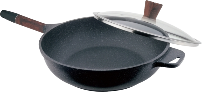 Hi CHEF 掌廚 可樂膳 木柄輕量平底鍋 附蓋, 30cm, 1個
