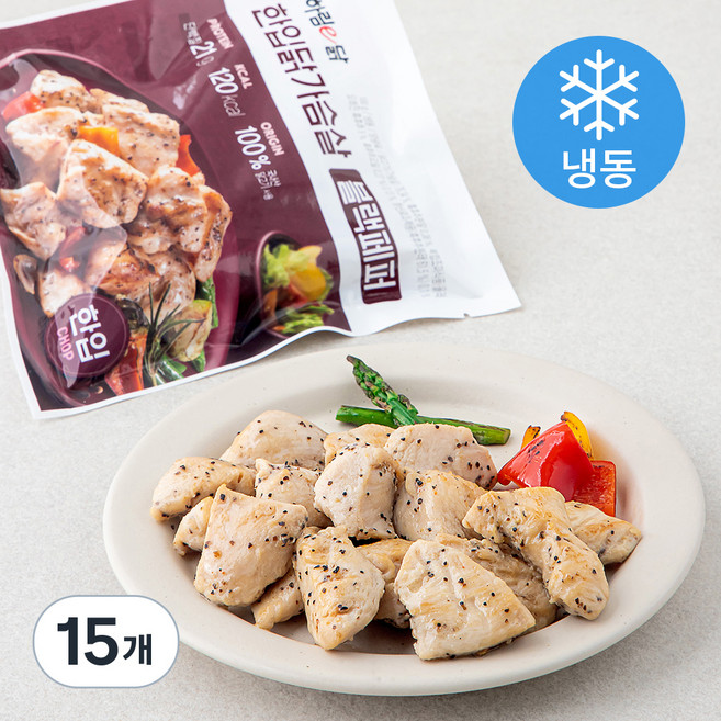 하림 이닭 한입 닭가슴살 블랙페퍼 (냉동), 100g, 1개입, 15개