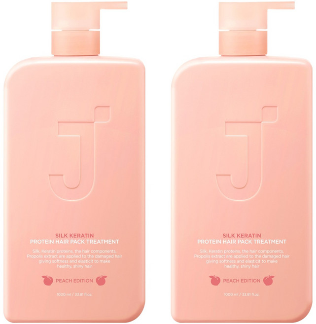 제이숲 실크 케라틴 단백질 헤어팩 트리트먼트 피치 에디션, 1L, 2개