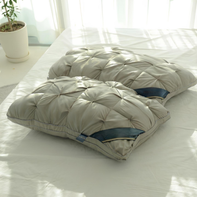 송림라이프 빨아쓰는 푹신한 숙면 베개 + 베개솜, 그레이, 2개