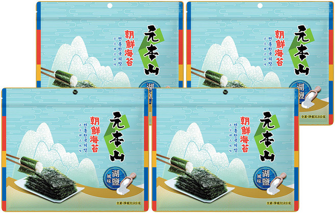 元本山 朝鮮海苔 湖鹽風味, 32.8g, 4包