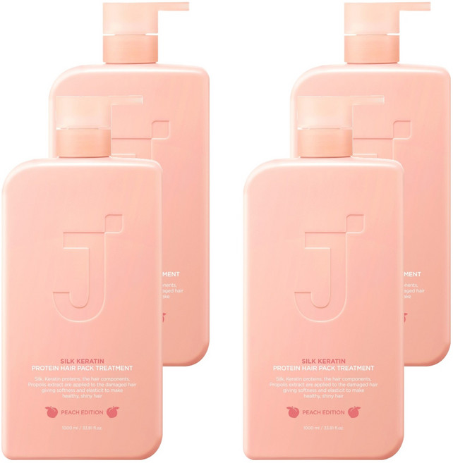 제이숲 실크 케라틴 단백질 헤어팩 트리트먼트 피치 에디션, 1L, 4개