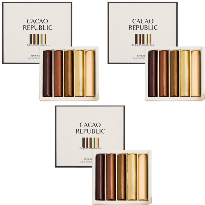 cacaorepublic 比利時手工巧克力棒禮盒 5入, 70g, 3盒