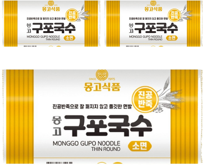 몽고식품 구포국수 진공소면, 1.4kg, 3개