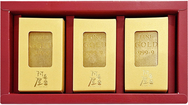 A TSAO HOUSE 阿皂屋 紅禮藏金 開運金條檀香手工皂3入禮盒 附提袋 手工皂80g x 3個, 1盒