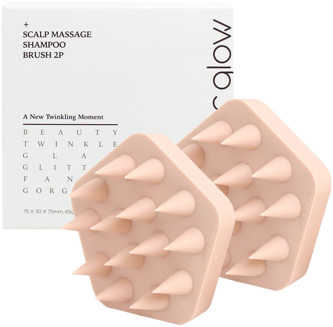 글로스앤글로우 저자극 두피세척 샴푸브러쉬, 2개, 피치