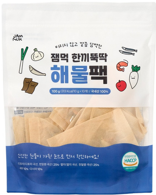 잼먹 이유식 해물팩 아기 육수팩 10p, 100g, 1개