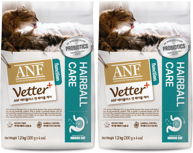 ANF 베터플러스 캣 기능성 사료, 헤어볼+장건강, 1.2kg, 2개