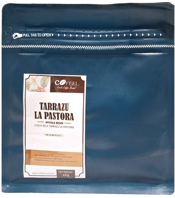 COFeeL 凱飛 鮮烘豆哥斯大黎加牧童莊園中烘焙咖啡豆半磅(MO0055), 未研磨, 227g, 1包