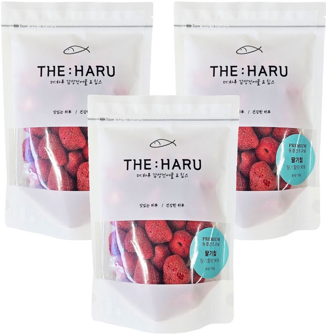 THEHARU 동결건조과일 딸기칩, 100g, 3개