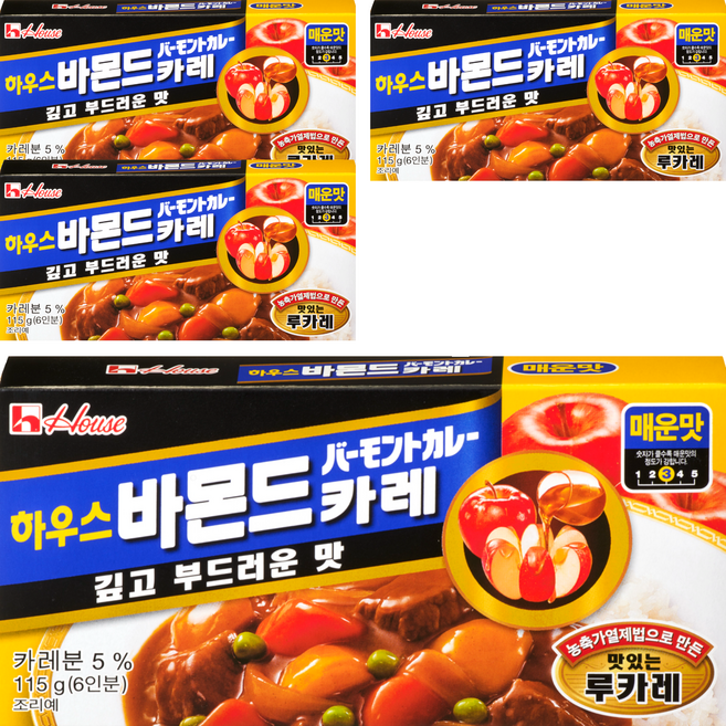 하우스푸즈 바몬드 고형카레 매운맛, 115g, 4개