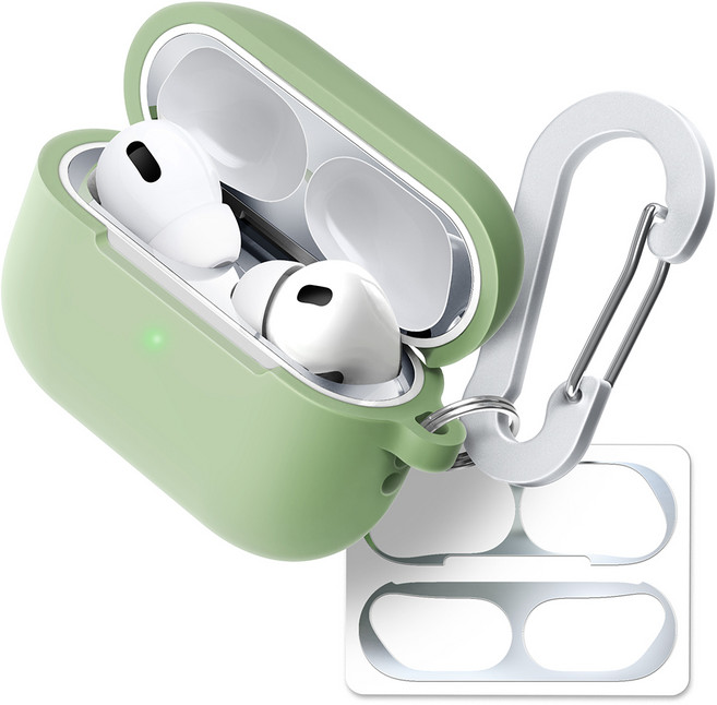 슈퍼디비전 실루엣 반투명 실리콘 케이스 + 키링 + 카라비너 + 철가루방지 스티커 세트, 에어팟 프로3, 아티초크, 1세트