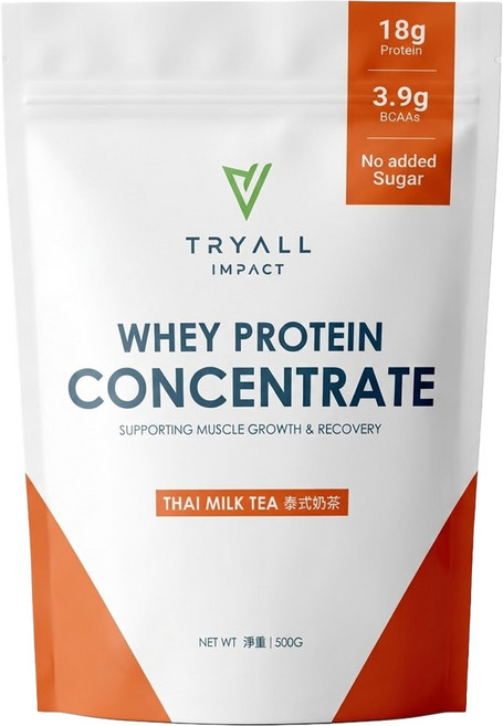 TRYALL 濃縮乳清蛋白粉 泰式奶茶, 500g, 1包