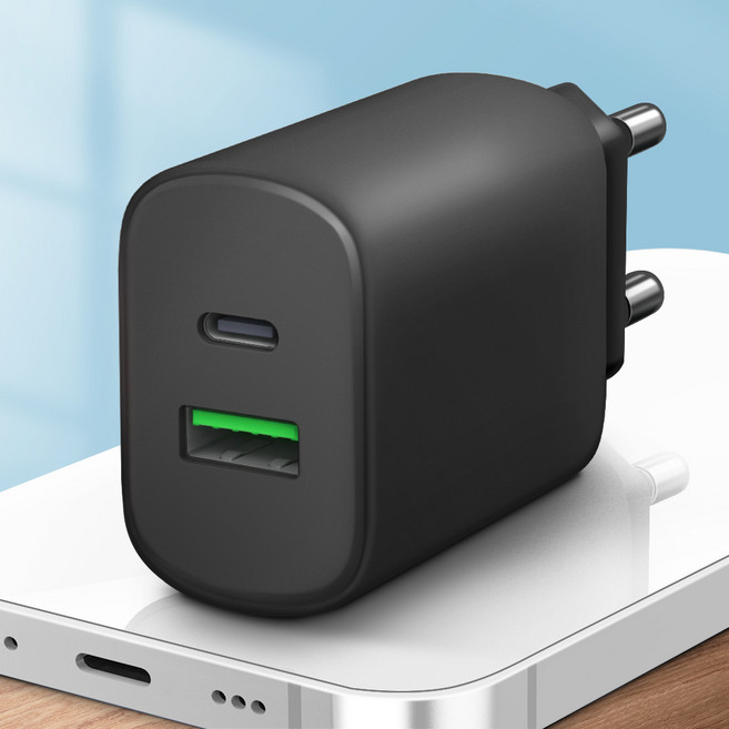 홈플래닛 20W 2포트 PD 고속충전기 (애플 아이폰 호환), 블랙, 1개