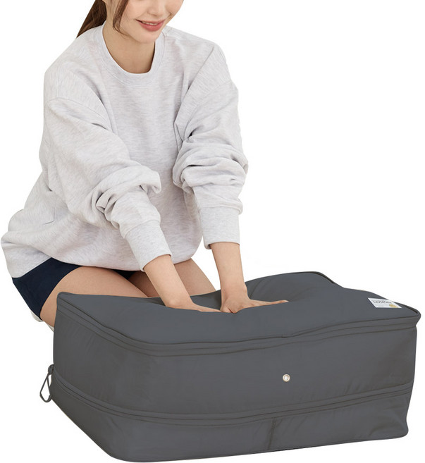 리브맘 3세대 여행용 공간순삭 의류 이불 압축파우치 정리함 차콜, 1개입, 1개