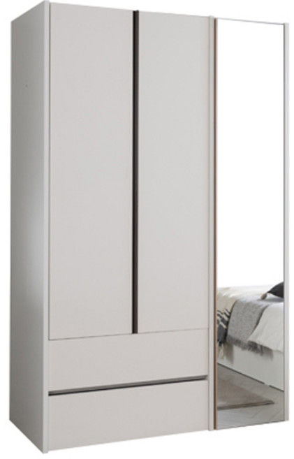 리바트 토피 1200 2단 서랍형 거울도어 옷장 방문설치, 화이트