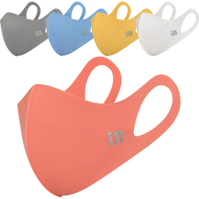 아이엠 쿨 스포츠 마스크, 아이보리 + 그레이 + 스카이블루 + 코랄핑크 + 옐로우, 5개