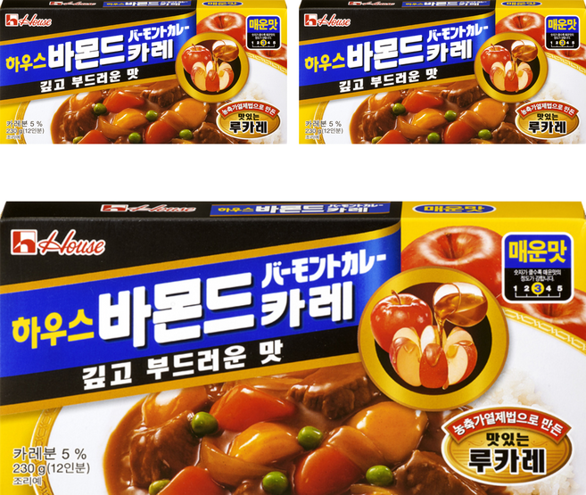 하우스푸즈 바몬드 고형카레 매운맛, 230g, 3개