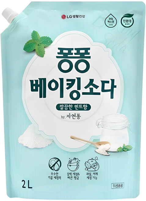퐁퐁 베이킹소다 주방세제 깔끔한 민트향 리필형, 2L, 1개