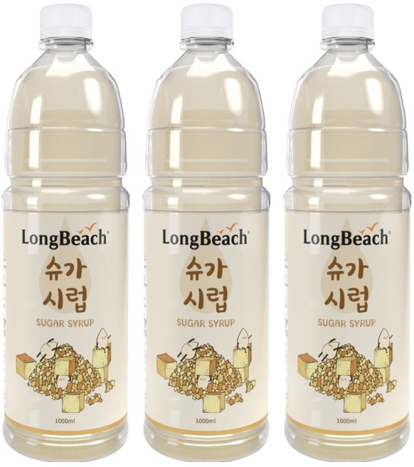 롱비치 슈가 시럽, 1L, 3개