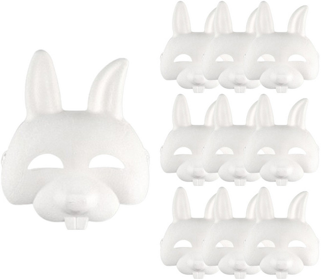유니아트 종이탈 토끼, 흰색, 10개