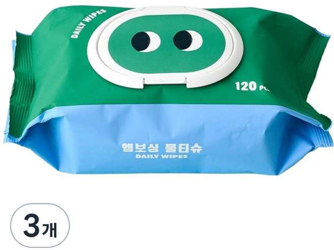 모던하우스 아이팝 엠보싱 물티슈 캡형, 3개, 120매, 50g