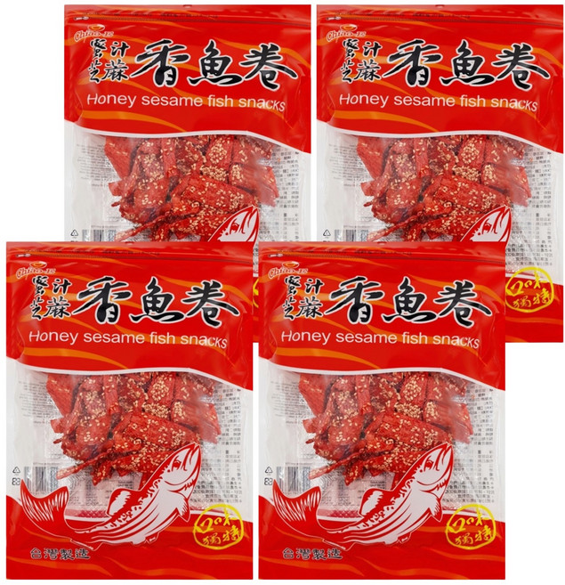 Chiao-E 巧益 香魚卷 蜜汁芝麻, 190g, 4包