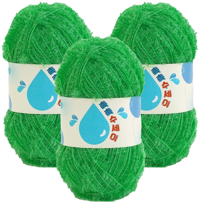 쎄비 촉촉 수세미 뜨개실, 수박, 3개