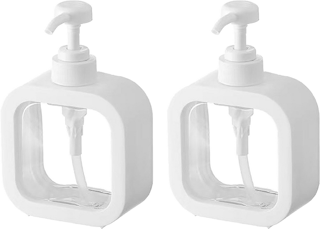 小麥購物 簡約分裝按壓瓶 L2242 300ml, 2個, 白色 + 透明色