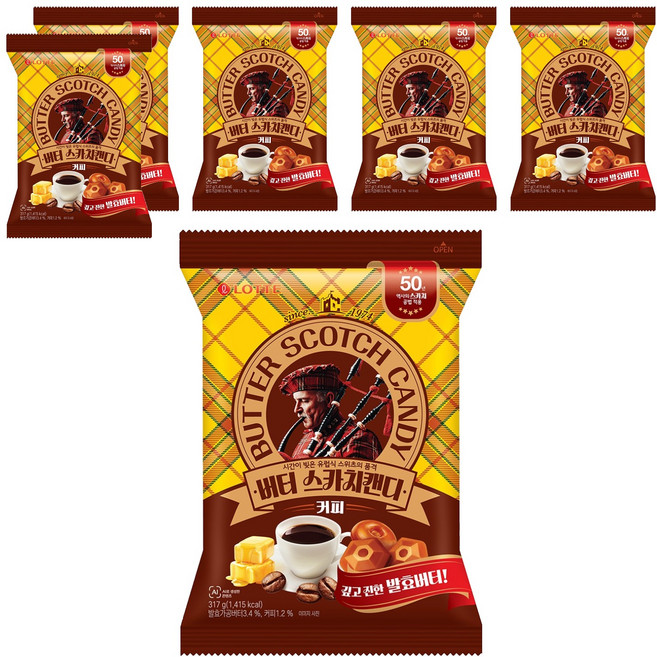 LOTTE 樂天 蘇格蘭奶糖 咖啡風味, 6袋, 317g