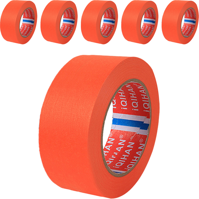 다다 칼라 마스킹 종이테이프 30mm x 15m, 오렌지, 6개