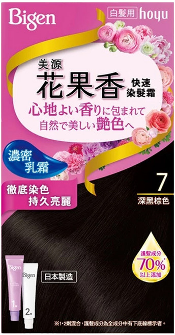 Bigen 美源 花果香快速染髮霜, 7深黑棕色, 1盒