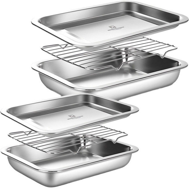 바겐슈타이거 연마제 없는 스텐 사각 트레이 세트, 밧드 + 랙 + 트레이, 1세트